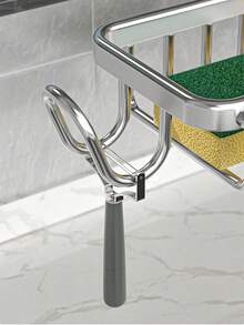 1 Pack Stainless Steel Kitchen Faucet Storage Rack, No-Drill Sink Organizer Shelf, Rust-Proof Bathroom Shower Caddy Holder For Sponge, Soap, Brush, Drain Rack, Kitchen Bathroom Accessories, Home Essentials, All Seasons - A - View 8