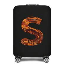 Vibrant Artistic Letter Print Elastic Luggage Cover, Dustproof & Scratch-Resistant Suitcase Protective Sleeve, Fits 18-32 Inch Travel Rolling Luggage - Black - View 18