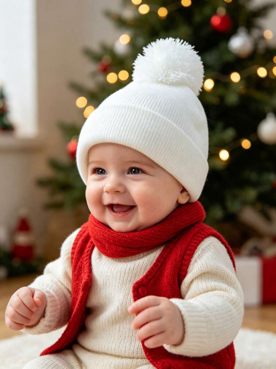 1 buah Topi Hangat Anak-anak dengan Desain Pom Pom untuk Musim Gugur/Dingin - MultiWarna - View 1