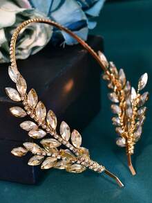 1pc Sparkling Champagne Colored Rhinestone Bridal Headband Women's Headpiece Suitable For Wedding Party - Champagne - View 4