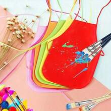 6/24Pcs Bright Color Painting Aprons, Random Colors, Non-Woven & Polyester Material, Vibrant Woven Style Apron For Teens & Artists, Great For Classroom, Kitchen, Community Events, Party, Craft & Painting Activities - Multicolor - View 3