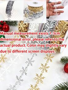 5/1pc 10m Christmas Snowflake Garland Ribbon, Glitter Gold & Silver Snowflake Decorative Edge, Suitable For Christmas Decoration, Christmas Hanging Ornaments, Wedding Party DIY Decor, Holiday Tree Gift Wrapping And Home Decor - Multiple Styles - View 10