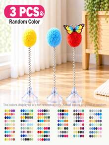 1/3/5pcs Random Mixed Color Indoor Cat Interactive Toys, Durable Metal Spring Plush Ball Cat Teaser Wand With Suction Cup Base, Battery-Free, Stimulates Hunting Instinct, Suitable For All Cat Breeds Pet Toy - Multicolor - View 15