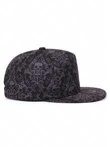 1pc Fashionable And Personalized Baseball Hat Printed Skeleton Flat Edge Hat Street HipHop Hat Outdoor Daily Adjustable Decorative Sunshade Hat Unisex - Whole Skull Print - View 3