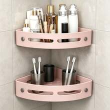 1pc Triangle Corner Shower Caddy, Bathroom Storage Rack, Indoor Shower Shelf, Shampoo Organizer, Kitchen & Bathroom Storage Box, Space-Saving Triangle Corner Shelf, Durable Wall-Mounted Bathroom Shampoo, Soap & Cosmetic Organizer, Easy To Install - Multicolor - View 5