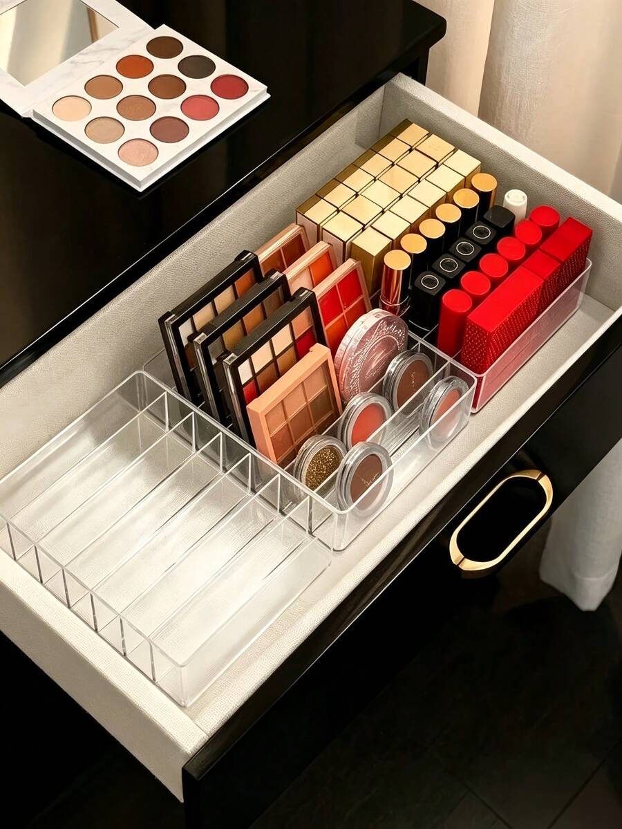 1pc Eyeshadow Palette Storage Box, Eyeshadow And Lipstick Organizer, Vanity Drawer Cosmetic Storage, Eyeshadow, Lipstick, Modern Cosmetic Storage, Compact Makeup Palette Storage, Suitable For Bathroom Countertop, Vanity