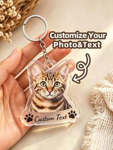 1/2pcs Customizable Photo Acrylic Keychain, Multi-Size Custom Photo, Suitable For Car Hanging Ornament, Sports Backpack, Souvenir, Gift Box Decoration, Suitable For Pet Lovers, Family, Friends, Classmates, Suitable For Christmas, Wedding, Birthday, Anniversary - Multicolor - View 1