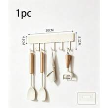 1pc,Command Strip Kitchen Utensil Rack, No Drill Adhesive Wall Mounted Hanging Hook Bar With Multiple Hooks, Peel And Stick No Trace Utensil Holder For Spatula, Whisk, Peeler, Ladle & Towel, Space Saving Organizer For Kitchen, Cabinet & Wall - A - View 8