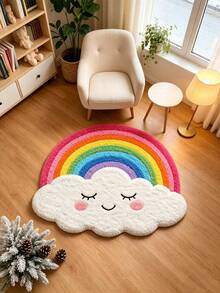 1 pièce Tapis de zone en faux cachemire nœud-en-ciel vibrant, tapis de décoration de Noël en peluche douce, convient pour la décoration de la chambre ou du salon, lavable, design rayé coloré, tapis de salon, décoration de chambre, décoration de pièce, petit tapis, tapis en peluche, tapis épaissi, tapis épais, tapis en fourrure, tapis épaissi, tapis en polaire, tapis d'automne/hiver, épaissi/peluche - Multicolore - Voir 6