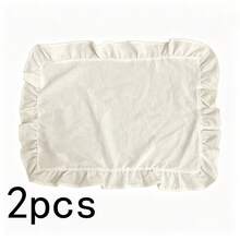1 pieza/2 piezas/6 piezas Manteles individuales de unicolor francés con borde de volantes, servilletas pequeñas de encaje floral estilo Ins, mantel multiusos para cubrir el polvo - Multicolor - Ver 21