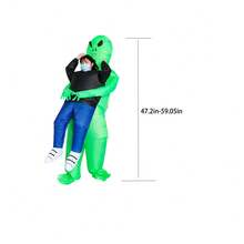 1pc (Blower Not Included) Green Alien Hugging Cosplay Costume, Halloween Performance Alien Hugging Inflatable Dress, Festival Gift - Multicolor - View 4