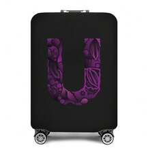 Vibrant Artistic Letter Print Elastic Luggage Cover, Dustproof & Scratch-Resistant Suitcase Protective Sleeve, Fits 18-32 Inch Travel Rolling Luggage - Black - View 85