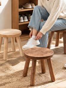 1pc Modern Solid Wood Round Stool, Indoor Plant Stand, Garden Bench, Mid-Century Style Plant Stool, Detachable Wooden Legs, Suitable For Plant Stand, Kitchen, Bathroom, Bedroom, Living Room - Multicolor - View 4