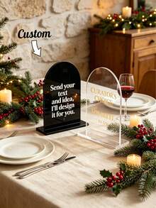 1pc Custom Acrylic Arch Sign,Custom Table Sign With Stand,Business Display,QR Code Logo Sign,Minimalist Decor,Wedding,Christmas,Special Occasions - Multicolor - View 1