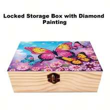 1pc Handmade Wooden Lockable Flip Lid Box With Floral Pattern Lid - Multi-Functional Jewelry And Small Accessories Storage Box, Suitable For Office Desk, Vanity, Wedding Gift Box, Birthday/New Year/Easter Gift, Decorative Small Item Storage Box - Multicolor - View 4