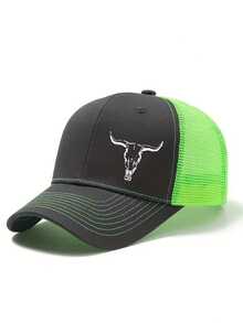 1PC Bull Head Graphic Print Baseball Cap, Unisex Fashion Versatile Trucker Hat, Baseball Cap Suitable For Daily Wear And Outings - Multicolor - View 12