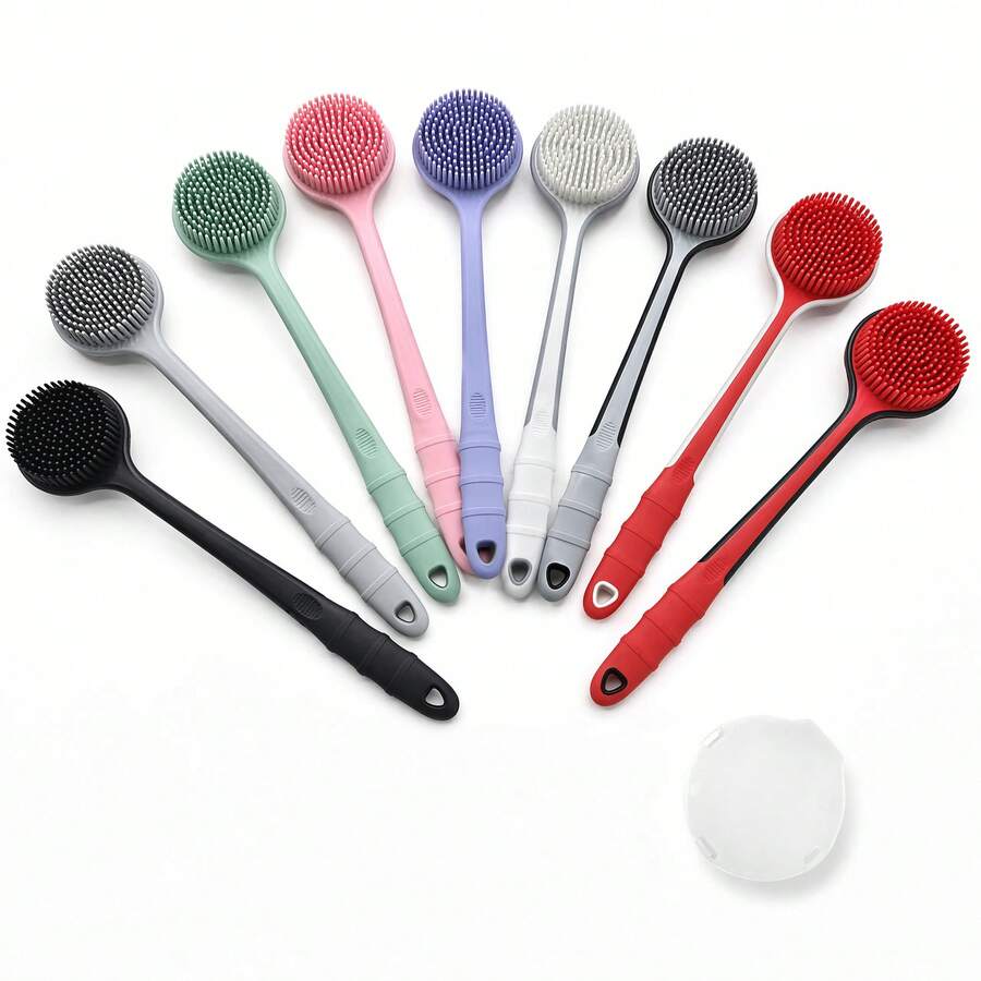 Silicone Exfoliating Massage Bath Brush, Double-Sided Long Handle Shower Brush For Home Bathing And Dead Skin Removal - View 1