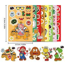 1set/8pcs Classic Character DIY Collage Sticker Set, Multiple Popular Cartoon Character Base Plates, Paired With Rich Facial Features, Accessories, Props, Scene Components, Free Collage Combination, Freely Match Facial Features And Decorations, Easily Create Diverse And Interesting Images. Innovative And Fun Gameplay, Fully Unleash Creativity. Can Be Used As Birthday Party Supplies Gift, New Year Gift, Halloween Gift, Christmas Gift, Easter Gift - Multicolor - View 3