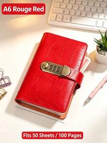 1pcLockable Cash Savings Binder, PU Leather Budget Planner Notebook With Clear Sleeves, 50 Pages Holds 100 Sheets, Password Lock Money Organizer For Household Budget, Financial Management - View 12