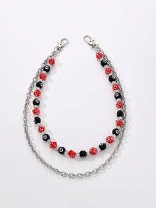 1pc Hip Hop Punk Style Dice Black Rhinestone Beaded Chain Waist Chain, Suitable For Waist Decoration And Party Wear - Multicolor - View 11