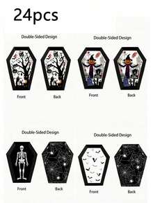 24pcs/12pcs/8pcs/4pcs/1pc Halloween Themed Gift Boxes, Featuring Grave, Coffin, Skull, Bat, Spider Web And Spider Patterns, Suitable For Halloween Party, Day Of The Dead Celebration, Carnival And Haunted House Props - One Size Fits All - View 11
