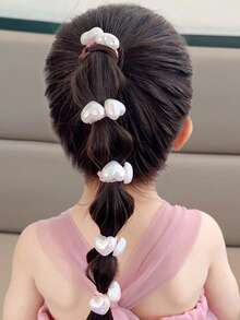 30pcs/10sets Pearl Heart & Star Hair Ties, Suitable For Children And Students Daily Wear, Fashionable And Sweet, Ideal Kids Hair Accessories - Multicolor - View 4