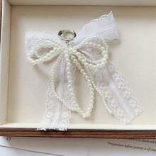 New Korean Style Ins Niche Pearl Lace Bow Pendant, High-End Elegant Bag Charm Suitable For Backpack Accessories, Handmade Materials And Jewelry Making, Perfect Christmas And Halloween Gift - 1 - View 5
