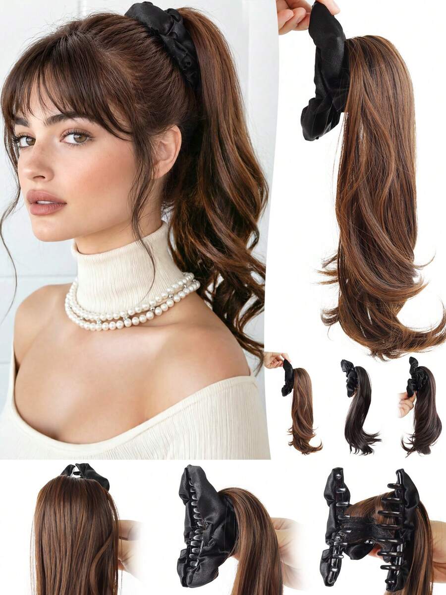 12 Inch Curly Ponytail Heat-Resistant Synthetic Fiber Cloud-Shaped Claw Clip Ponytail Wig Smooth Wavy Ponytail For Women Daily Wear & Special Occasions