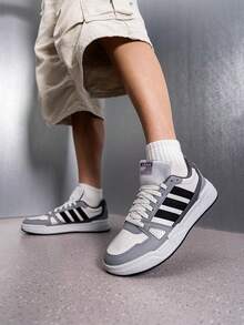 Adidas Men's & Women's LITE BALLER Casual Retro Colorblock Skate Shoes For Daily Wear HQ9336 - Light Grey/No. 1 Black - View 1