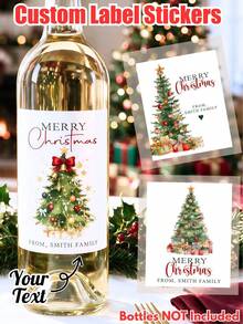 鮮豔色彩客製化酒瓶標籤，可個性化定制聖誕紅酒瓶標籤，適合訂婚使用，可重複使用，精緻高品質，聖誕主題獨特，居家煥新，營造溫馨氛圍，聖誕裝飾 - 彩色 - 查看 1