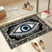 1pc 2D Flat Evil Eye Pattern Design Microfiber Bath Rug,Non-Slip Soft Bathroom Mat,Doormat,Water Absorption Mat,Machine Washable,Low Pile,TPR Backing,Knit Fabric,ForBedroom,Kitchen, Entryway,Indoor Use,Accessories & Home Decor,Perfect New Home Gift. - C - View 1