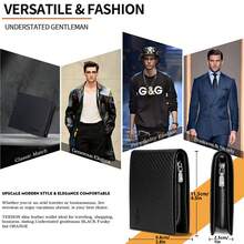 HOVI'S Men's RFID Blocking Bifold Wallet With Card Slots And Zipper Coin Purse, Ultra-Thin Carbon Fiber Card Holder With Hidden Zipper Pocket, Business Card Organizer - Black - View 6