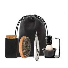 Men's Premium Beard Grooming Shaving 8-Piece Set, Home And Travel Dual-Use Vintage Straight Razor Styling Tool, Wooden Comb With Leather Storage Bag, Suitable For Men's Christmas, Birthday Gift (Blades Not Included) - Safety Tazor + Blade - View 10