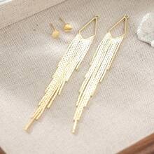 Women's Retro Long Tassel Pendant Earrings, Handcrafted Exquisite Design, Ideal Wedding Banquet Accessories & Romantic Gift For Her - Gold - View 6