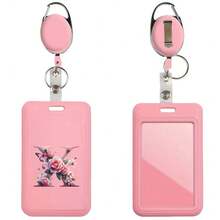 Pink ID Card Holder With Retractable Badge Reel Clip, Anti-Theft Card Sleeve, Pink Thumb Slot Hard Plastic Card Protector, Expandable ID Card Holder, Medical Insurance Card Protector, Waterproof Medical Card/Social Security Card Protector, Transit Card Holder - Pink - View 33