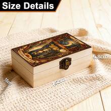 1pc Handmade Wooden Storage Box, Gift Storage Box With High Priestess Card Illustration, Jewelry Storage Box, Keepsake Box Card Storage, Jewelry Storage, Keepsake Storage, Mysterious Home Decor - Multicolor - View 5