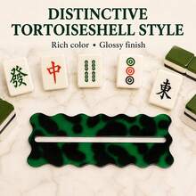 4pcs Mahjong Line Detector For Mahjong Cards, Acrylic Tortoise Shell Line Reader Guide Strip, Wavy Edge Mahjong Rules Assistant, Mahjong Accessories Suitable For Beginners - Green Tortoise Shell - View 3