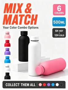 1pc 500ml/16.9oz Narrow Mouth Insulated Stainless Steel Sports Water Bottle, Large Capacity Matte Outdoor Drinkware, Vacuum Insulated Flask, Suitable For Daily Commute, Camping And Climbing, Portable Water Cup, Graduation And Back To School Gift - Multicolor - View 3