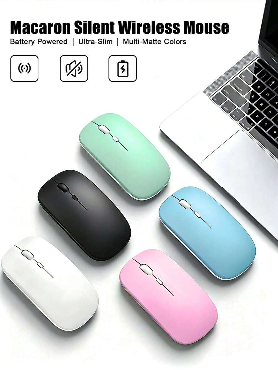 [Single‑Mode Battery Version]BT Wireless Mouse, Silent Clicks, Macaron Multi‑Color Available, Works For Laptops & Desktops, Low‑Power Long Battery Life, Slim Portable Anti‑Slip Office Mouse For Dorm Students, Battery Not Included - View 1