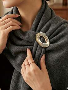 2pcs Asymmetrical Hollow Metal Brooch, Multi-Functional Polished Scarf Clip, T-Shirt Clip, Commute Dress Outerwear Accessory - Multicolor - View 8