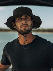 3pcs Round Brim Hat Set Outdoor Hiking Bucket Hat Drawstring Windproof Knit Hat Travel Hiking Fishing Hat - A - View 9