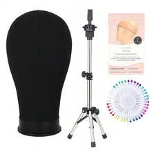 Kepala Wig Kanvas untuk Display Gaya Rambut dan Pembuatan DIY, Manekin Pelatihan 22 inci dengan Dudukan Tripod - View 8
