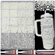 Set, Flat-Back Rhinestone Pearl Gemstone Crafts, Mixed Size Pearls And Rhinestones For Bedding, Handmade DIY Makeup And Cup Decoration, Women's Diamond - Crystal Set - View 6