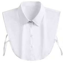 1/2pcs Detachable False Shirt Collar, Black White Decorative Lapel Fake Collar, Tie Strap Design, Sweater Coat Fashion Accessory - Multicolor - View 3