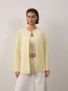 Women's Solid Color Casual Versatile Commute Travel Blazer - Yellow - View 6