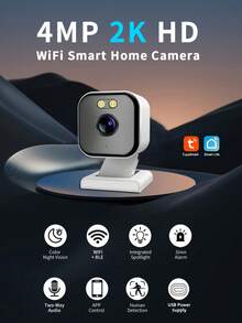 [Tuya]Smart Indoor Security Camera,4MP HD WiFi & Bluetooth Home Surveillance Cam,Two‑Way Audio,Human Motion Tracking,Night Vision,APP Alarm Notification,Supports Up To 256G SD Card For Pet Monitoring[USB Power Supply] - Multicolor - View 2