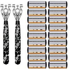 19pcs Men's Shaving Kit, 6-Blade Razor With Replacement Blades, Portable Travel Shaving Set, Men's Trimmer, Men's Razor - A - View 15