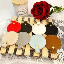 4pcs/12pcs DIY Handmade Jewelry Large Round Creative Leather Keychain, Leather Heart Pendant Key Ring, Fashion Key Ring, Bag Accessory, Unique Backpack Charm, Car Keychain, Birthday Gift, Party Favor, Winter - Multicolor - View 5