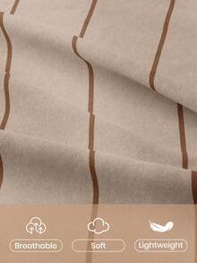 2/3pcs Brown Striped Pattern Duvet Cover Bedding Set, Comfortable & Breathable, Lightweight & Anti-Pilling, Machine Washable, Room Decor, Bedroom Decor, Dorm Bedding, Suitable For All Seasons, Fits Twin/Full/Queen/King Size Beds, Autumn Home Decor - Multicolor - View 5