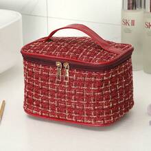 1pc Large Capacity Waterproof Makeup Bag, Suitable For Travel, Storing Cosmetics And Brushes, Toiletries Bag/Makeup Bag, Back To School Essential For Students, Suitable For Women And Girls, With Zipper Closure - R - View 7